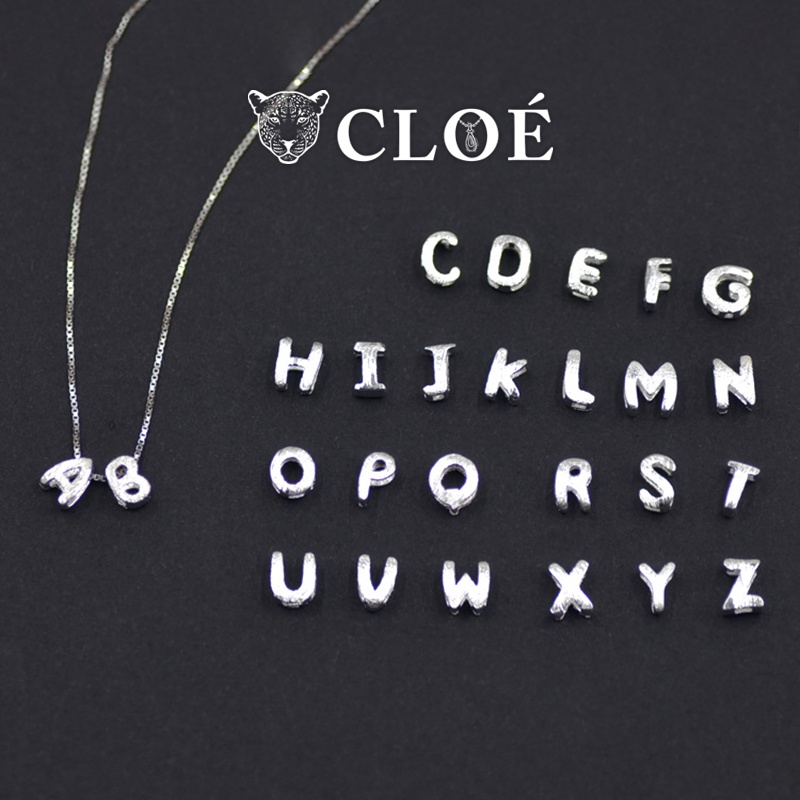 Mặt dây chuyền nữ bảng chữ cái màu bạc mặt vòng cổ phong cách basic phụ kiện trang sức Cloe Accessories 4636