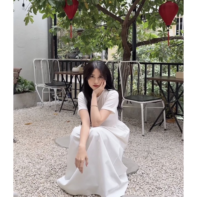 [NEW]VÁY COTTON TĂM TAY CỘC PHỐI KAKI 2 DA cutout vai 2302