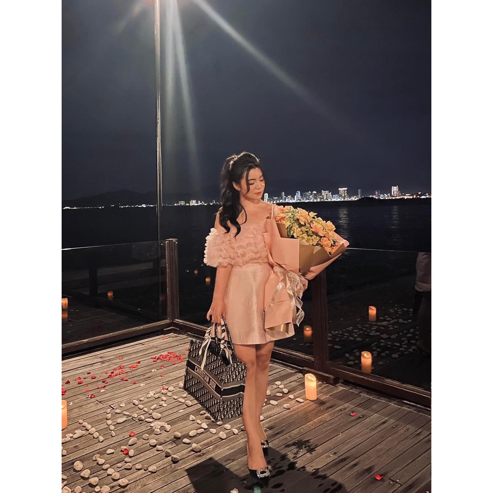 Set Crop Hồng Lông Vũ + Chân Váy