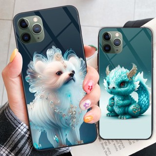 Ốp lưng Iphone 11, 11 Pro, 11 Pro Max hình in 12 con giáp cute mặt lưng kính cường lực sáng bóng cao cấp