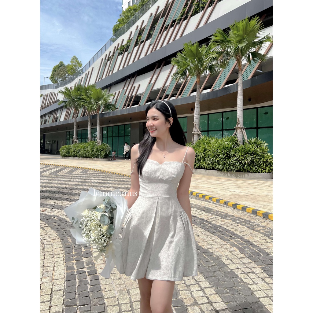 MUS MILA DRESS - Đầm Tiệc Hai Dây Rớt Vai Cúp Ngực Tùng Váy Xếp Li Phồng Xoè