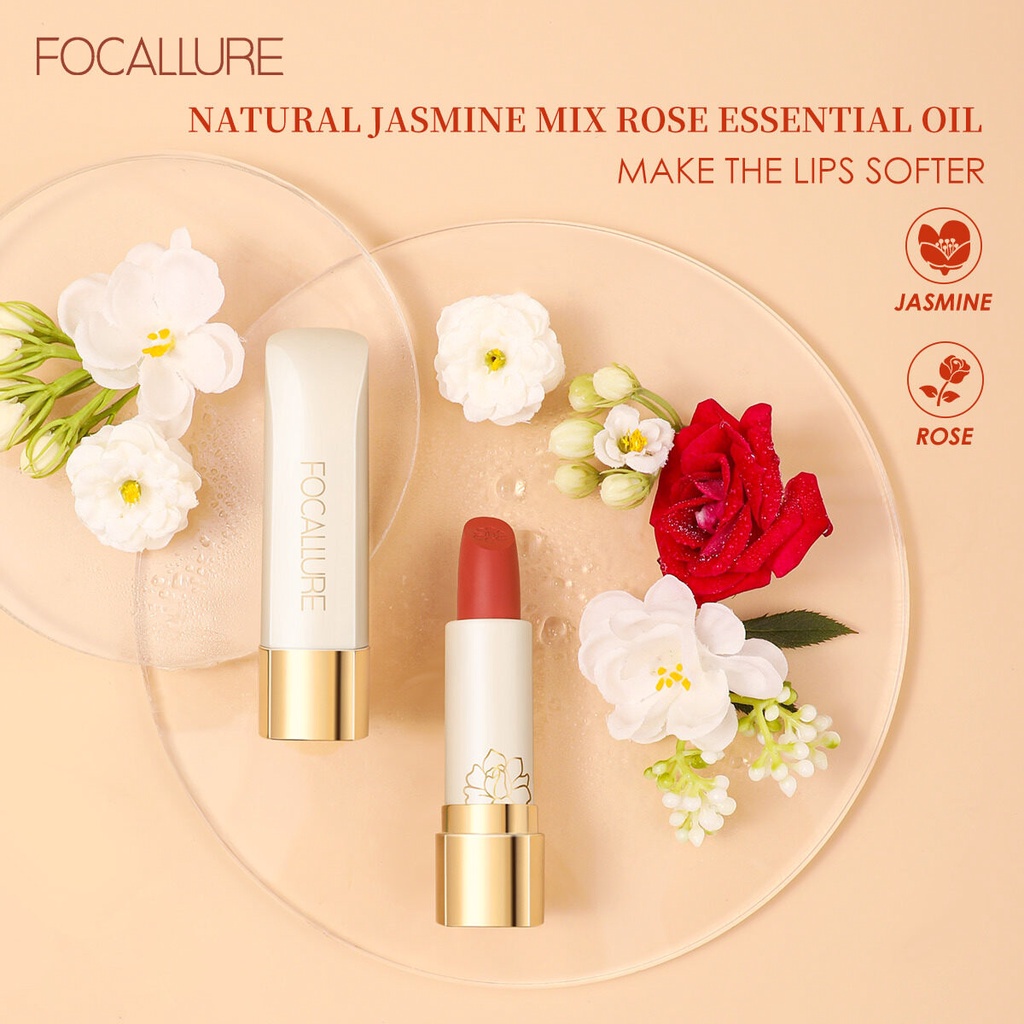 Son môi FOCALLURE Jasmine Meets Rose mịn mượt sắc tố cao chống thấm nước lâu trôi 30g - FA203