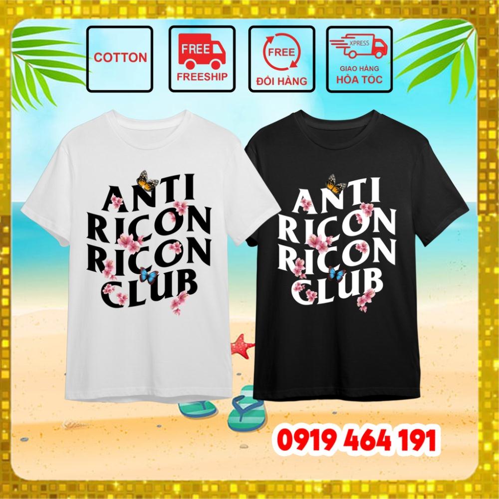 Áo thun unisex nam nữ anti ricon ricon club, phong cách hàn quốc, vải cotton dày mịn mát, in cao cấp
