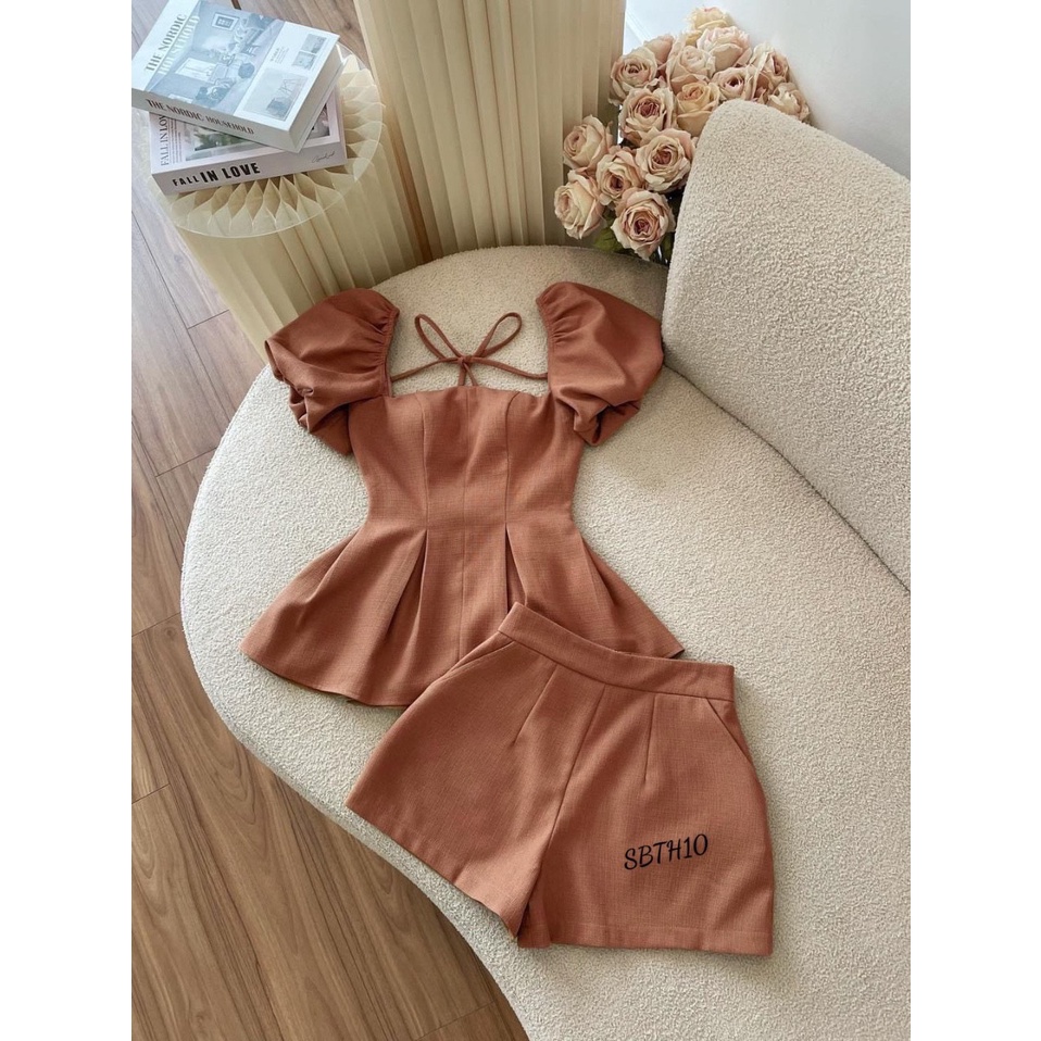 Sét Peplum Cổ Vuông Tay Phòng Đi Chơi Sang Chảnh Bigsize Quỳnh Anh Từ 50kg Đến 100kg (M/L/XL/XXL)(Sét Bộ)