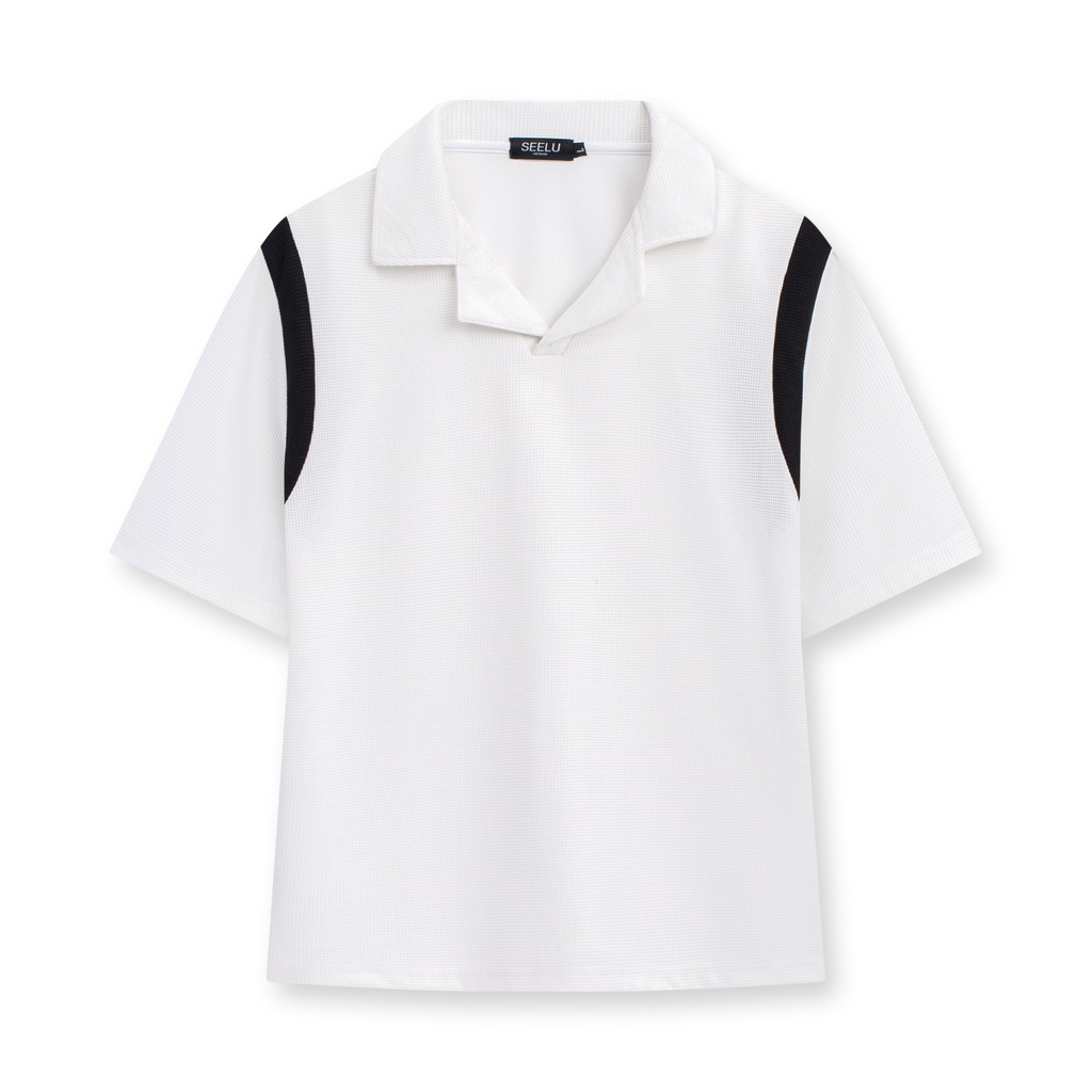 Áo thun POLO Cổ V UNISEX Nam, Nữ SEELU vải Tổ Ong Cotton, chống nhăn, thoáng mát - toong1socvai