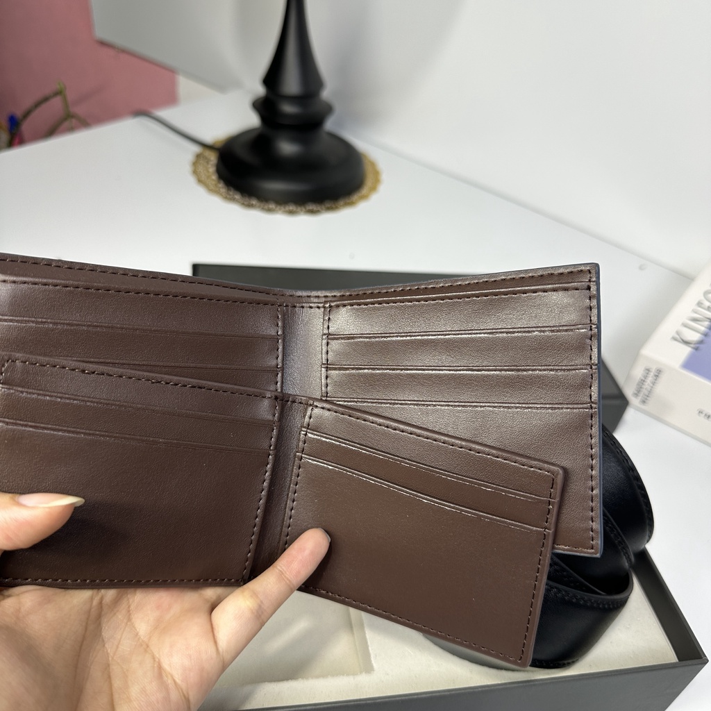 Set ví nịt nam PEDR0 full box, túi giấy tuồn kho mã ví xanh đen