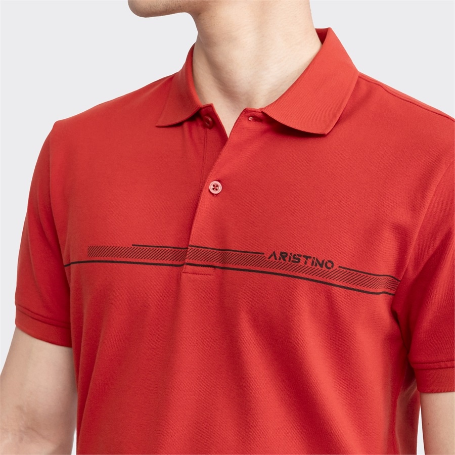 Áo thun polo nam Aristino APS048S3 phông ngắn tay cổ bẻ công sở dáng suông vừa xanh tím than 35 in, đỏ 20 in vải cotton