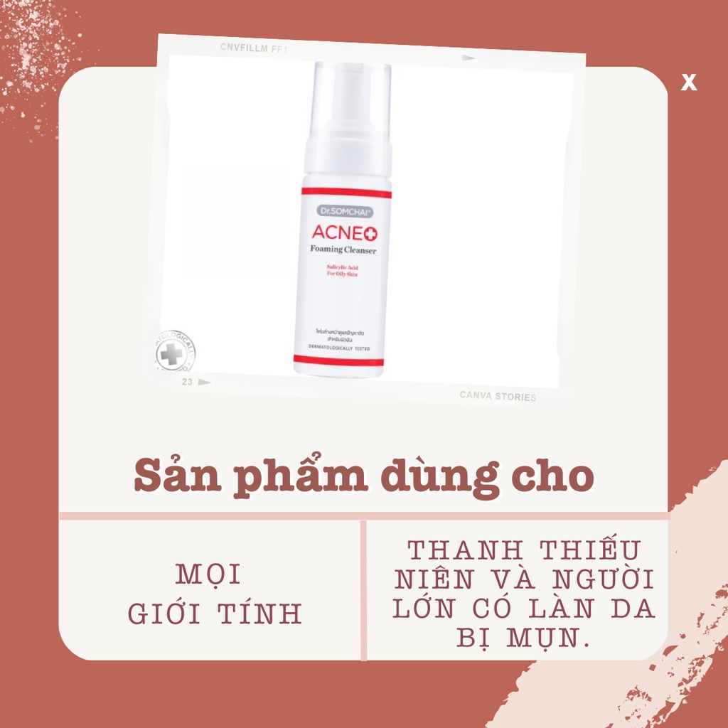 Bọt rửa mặt cho da mụn DR.SOMCHAI ACNE nhẹ nhàng tẩy tế bào chết và làm sạch da từ sâu bên trong giúp giảm mụn 150ml