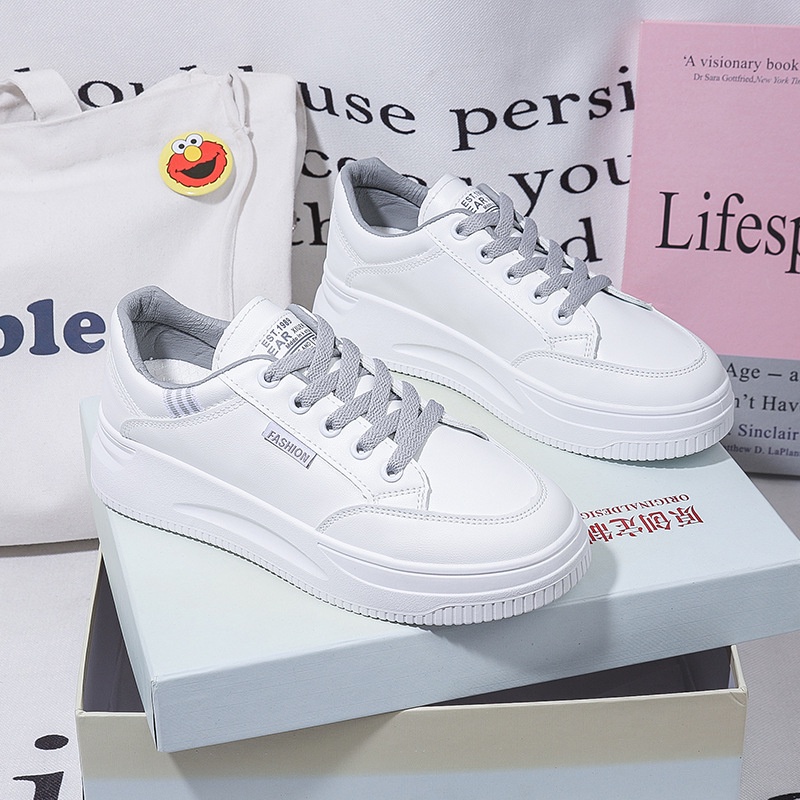 Giày Da Nữ, Giày Sneaker Da Nữ G74 Màu Trắng Đẹp Phong Cách Thời Trang Học Sinh Sinh VIên Đi Học Đi Chơi