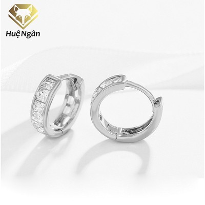 Bông tai bạc Ý 925 Huệ Ngân - Khuyên vòng xinh đính đá RYE140344