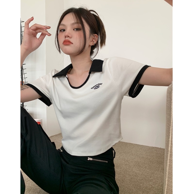 Áo polo Ngắn Tay Thời Trang Hàn Quốc 2023 Cho Nữ