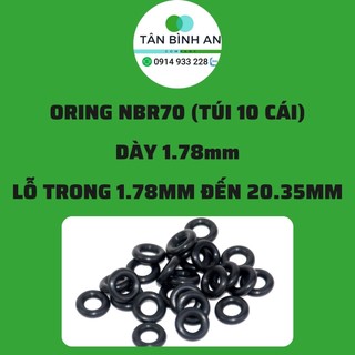 Oring N70 dày 1.78mm (lỗ trong từ 1.78mm đến 20.35mm) Combo 10 cái vòng đệm cao su chịu dầu chịu nhiệt