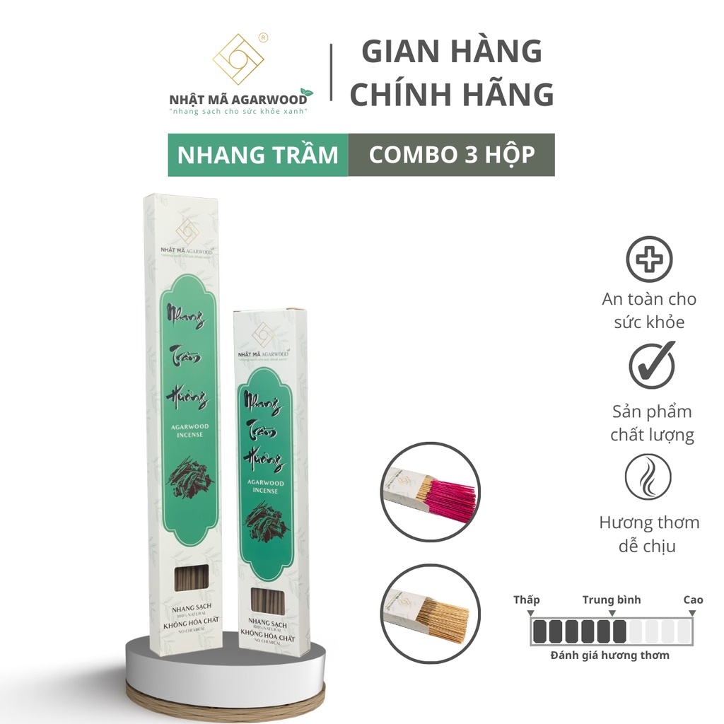 Combo 3 hộp nhang trầm hương - Loại 1 - Nhật Mã Agarwood