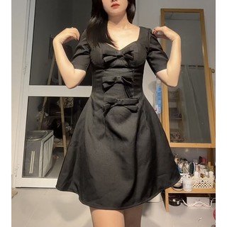 Đ69- Đầm đen ba nơ