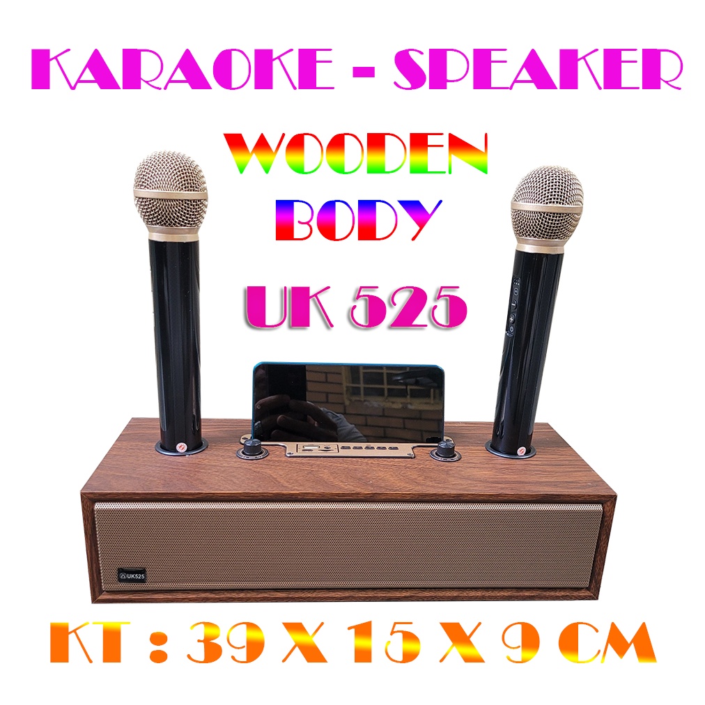 Loa Bluetooth XM UK525 Kèm 2 Micro Không Dây, Thiết Kế Vỏ Gỗ Cực Đẹp, Dễ Sử Dụng, Độ Bền Cao