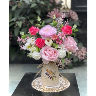 Bình hoa giả trang trí phòng khách đẹp chậu ngẫu nhiên pknd flowers & decor