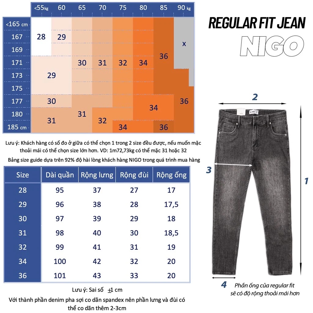 Quần jean nam regular fit QJ77 Nigo quần bò nam màu xám đậm trơn co giãn cao cấp