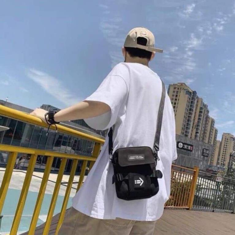 Túi đeo chéo nam nữ thời trang cá tính 2 màu đen trắng Huducloset