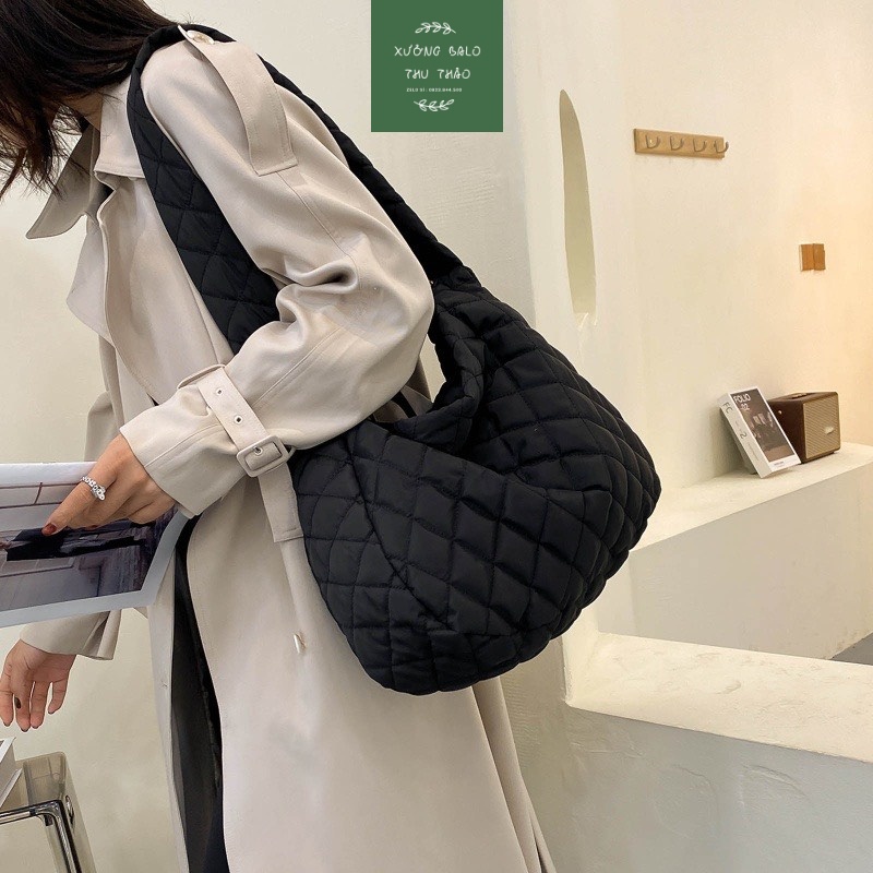 TÚI TOTE ĐEO CHÉO VAI CHẦN BÔNG UNISEX ULZZANG HÀN QUỐC - TÚI PHAO CHẦN BÔNG