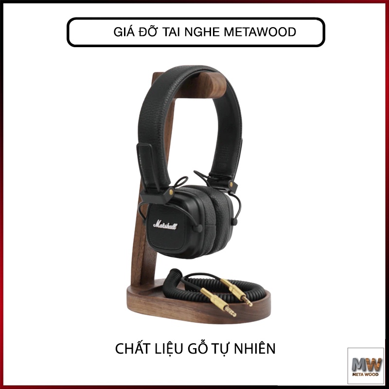 Giá đỡ tai nghe bằng gỗ MetaWood, phù hợp cho nhiều loại tai nghe, chất liệu gỗ tự nhiên, an toàn, gỗ Muồng Đen cao cấp