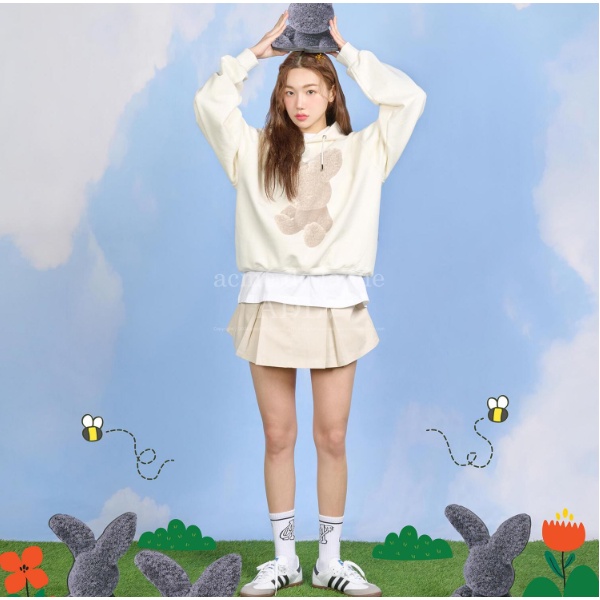 Áo hoodie con thỏ đen ADLV chính hãng form rộng nam nữ cực ngầu | BLACK FUZZY RABBIT HOODIE BLACK