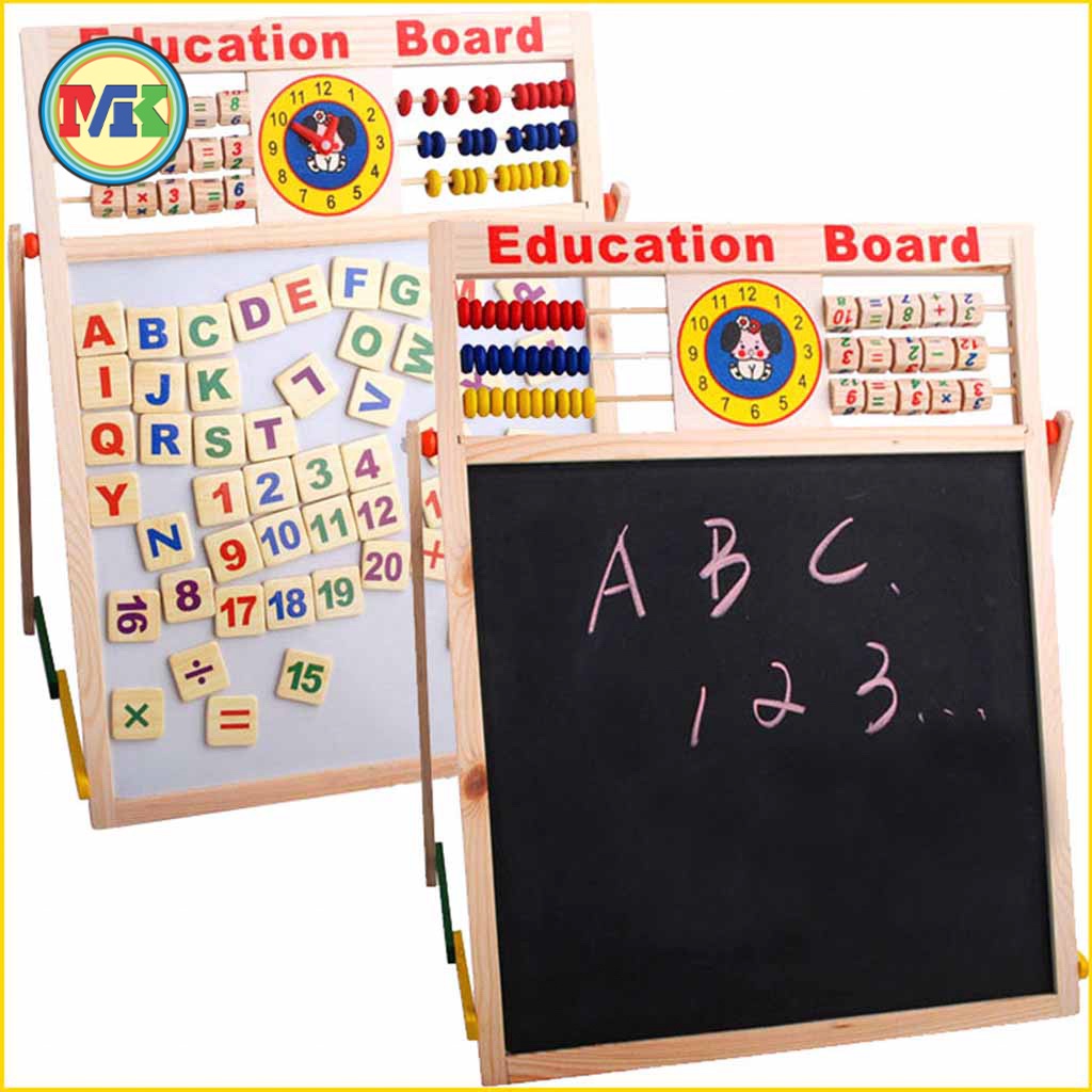 Bảng học 2 Mặt có bộ chữ và số Gắn Nam Châm, Bảng Education Board cao cấp cho bé trai gái 3 4 5 6 tuổi [TH03]