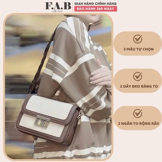 Túi xách nữ đeo chéo kẹp nách 2 khóa xoay dáng vuông thời trang cao cấp đi chơi, túi đeo chéo nữ TX051108 FAB Store