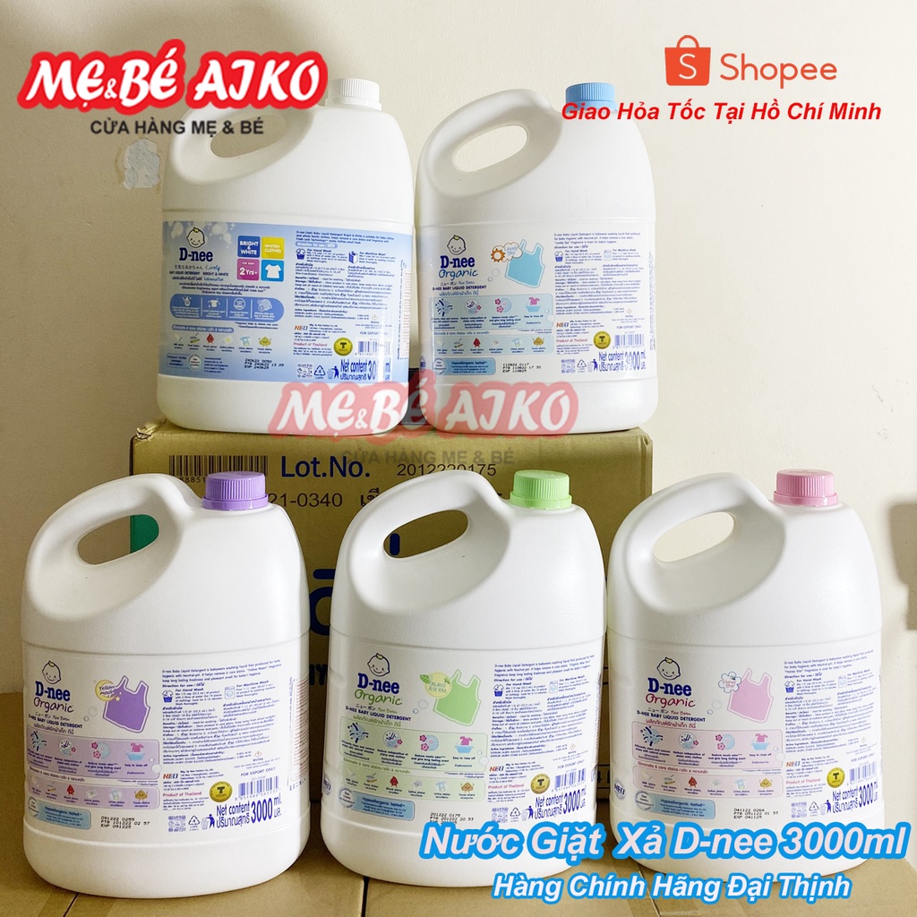 Nước giặt Dnee Organic, D-nee Thái Lan Can 3000ml An Toàn Cho Trẻ Nhỏ