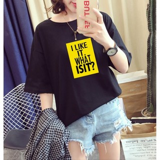 Áo phông nữ 2 màu đen trắng chữ I Like It siêu dễ thương