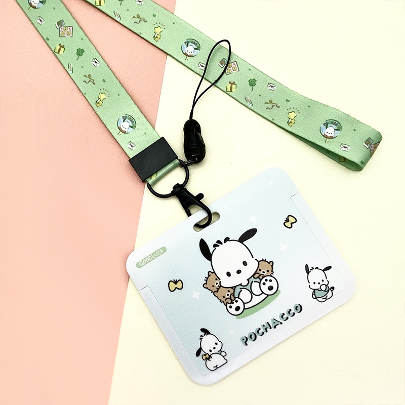 Dây đeo thẻ ngang dành cho học sinh, sinh viên, nhân viên họa tiết hoạt hình nhân vật Sanrio Pochacco, Kurin,Cinnamaroll