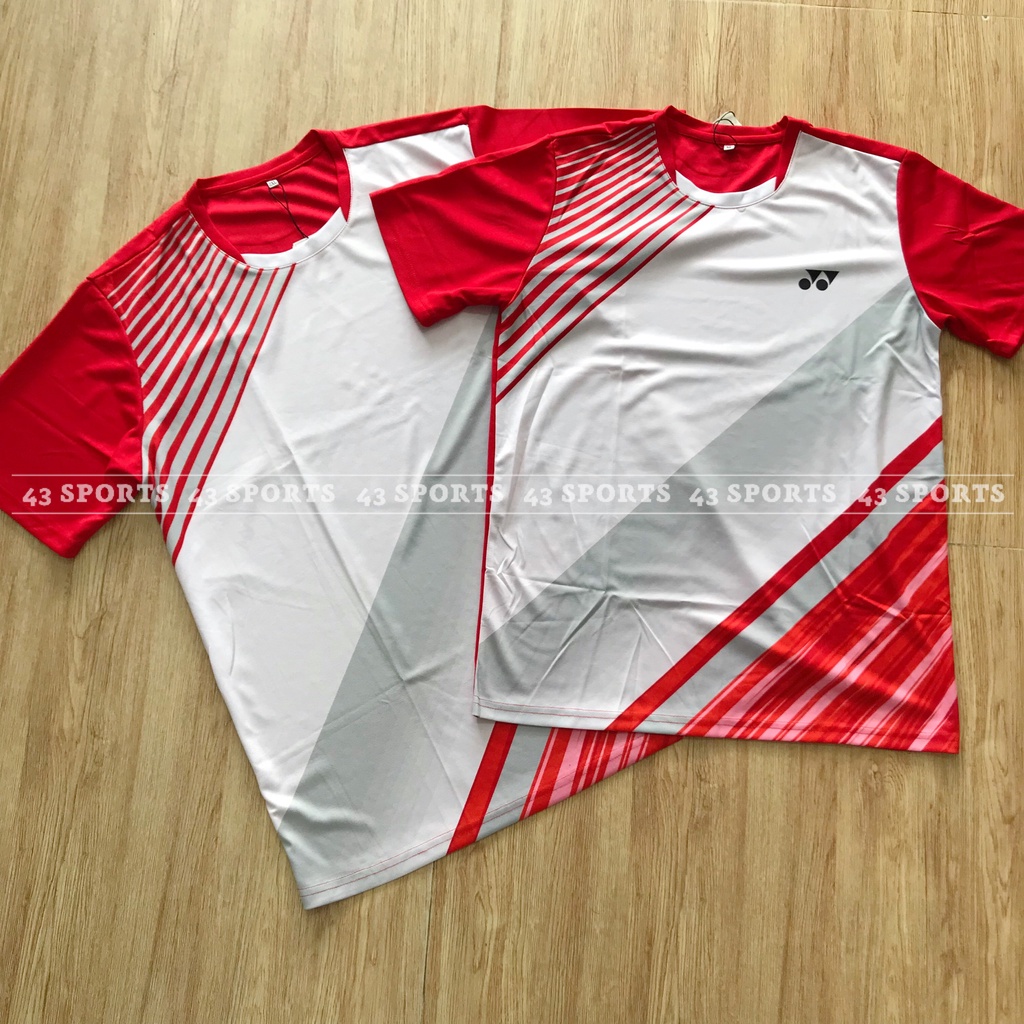 ÁO THỂ THAO YONEX NAM AC60 TRẮNG ĐỎ, ÁO CẦU LÔNG YONEX NAM AC60 TRẮNG ĐỎ