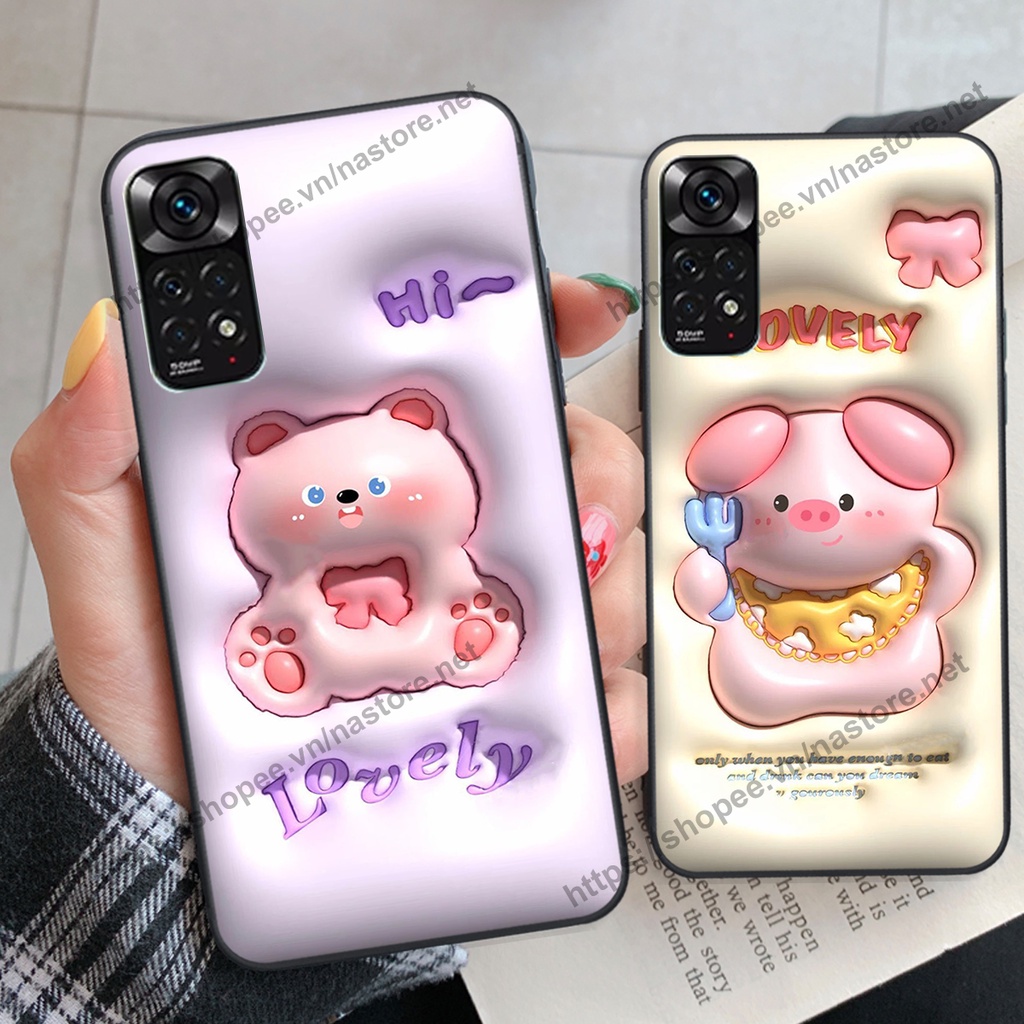 Ốp lưng Xiaomi Redmi Note 11 4G 5G / Note 11S / Note 11 Pro 4G 5G heo vàng, gấu dâu lotso xinh xắn cute giá rẻ