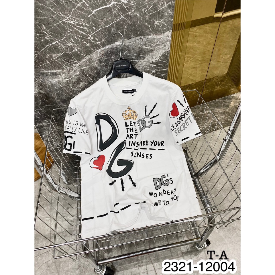 Áo Thun Cotton Nam Nữ DG Trái Tim Vải Mát Mịn Trẻ Trung HOT HIT