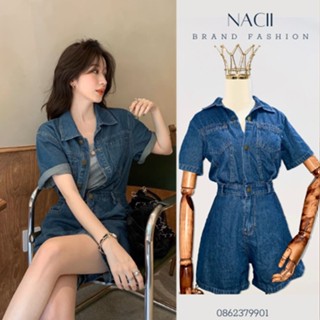 Bộ Jumpsuit JEAN nữ NACII CAO CẤP cổ sơ mi tay ngắn hiện đại thời thượng trẻ trung cực Hot 2023