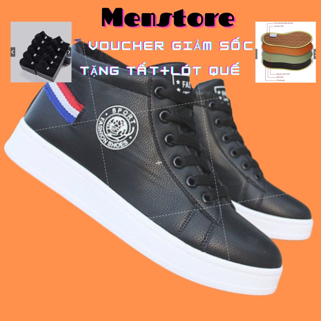 (Có 3 Màu) Giày cổ cao da nam - Fashion gót hình cờ phong cách( Tặng Tất+Lót Quế ).MB80