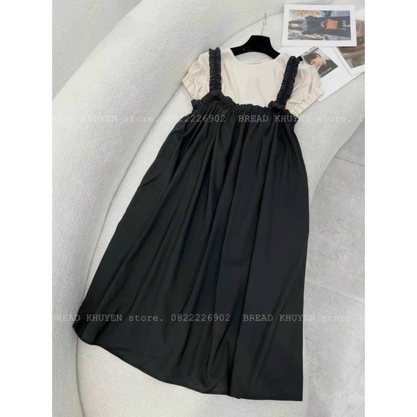 Đầm bầu -váy bầu dáng yếm -quai nhúm- dáng chữ A- tay bo chun-Hàng loại 1-phù hợp mặc đi chơi, đi làm ✨freesize 43-68kg