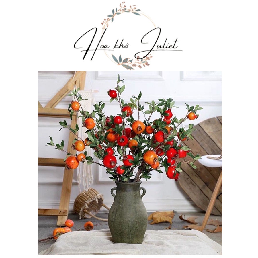 Cành và quả Lựu Giả Loại 7 Quả - Cành Lựu Khô Thích Hợp Trang Trí Decor Nhà ở, nhà hàng, quán cafe siêu đẹp