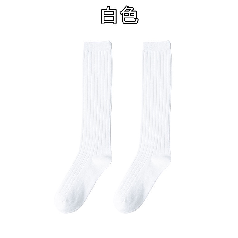 Tất cotton FHYL cổ cao họa tiết kẻ sọc màu trơn thời trang xuân hè xinh xắn cho nữ