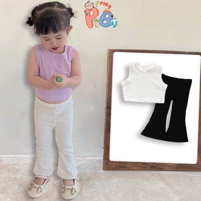Set Áo Croptop Sát Nách Bé Gái Phối Quần Legging Dài Ống Loe Vải Zip Cao Cấp - BabyBoo- PiBo- BCRSNLD