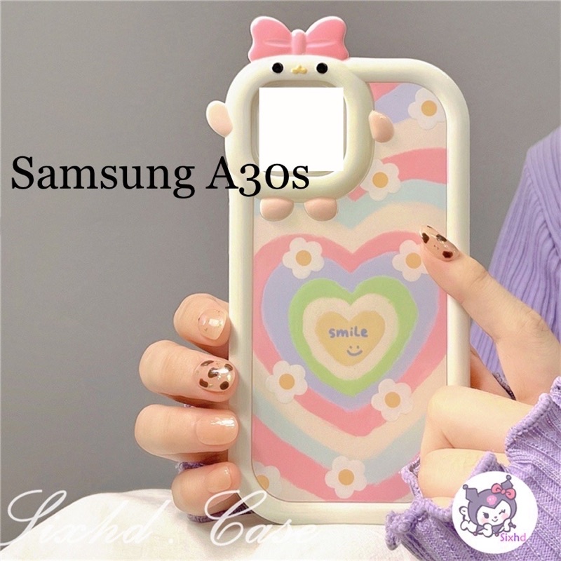 Ốp lưng hình trái tim nơ trên camera dễ thương cho SAMSUNG A30S ốp điện thoại giá rẻ