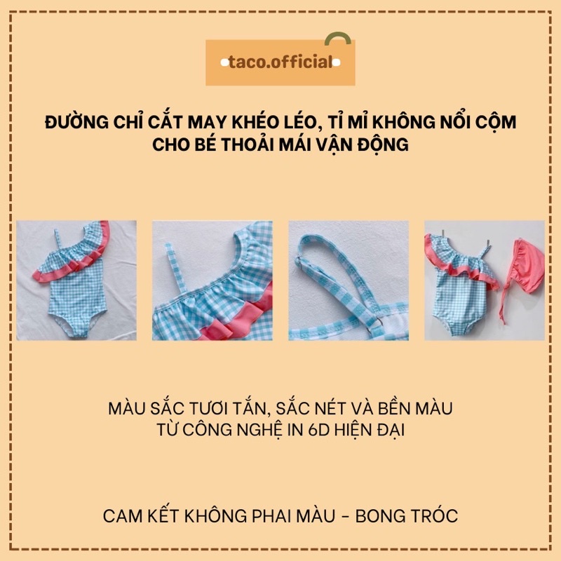 Set bơi bikini kèm mũ/turban cho bé gái