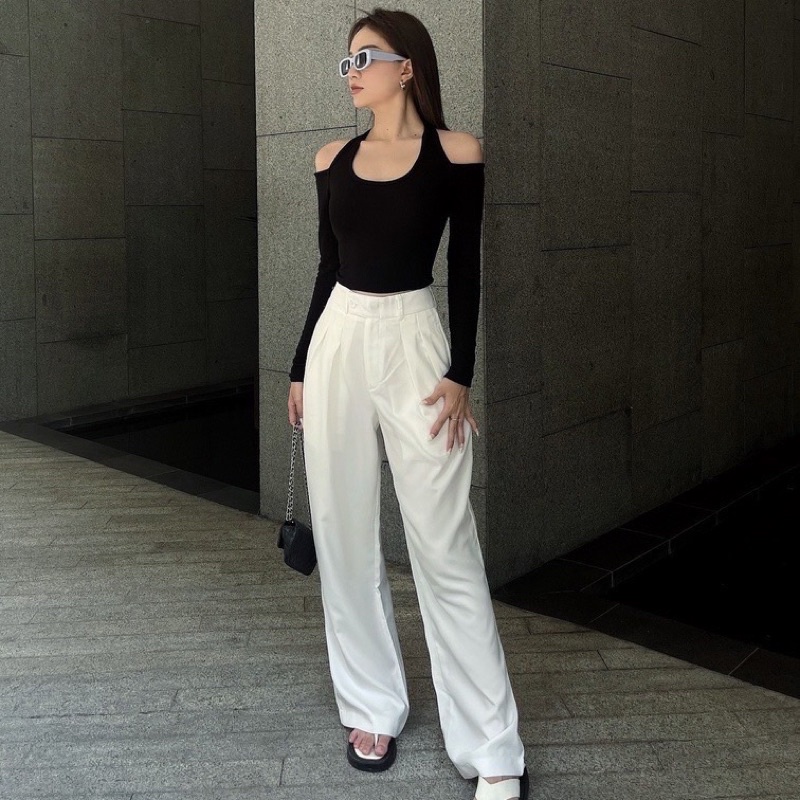 ÁO LEN TĂM TAY DÀI HỞ VAI CROPTOP A4