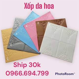 Xốp dán tường giả da vân hoa hồng cực đẹp 70 x 70 cm - Nhập khẩu cao cấp