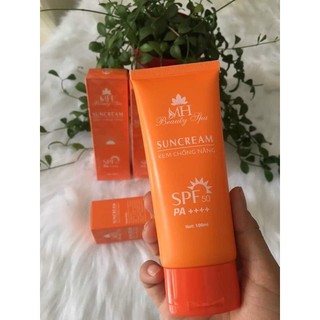   CHÍNH HÃNG  Kem chống nắng vật lý MH Beauty Spa Kem chống nắng dưỡng ẩm dưỡng trắng kiềm dầu suncream 100ml 