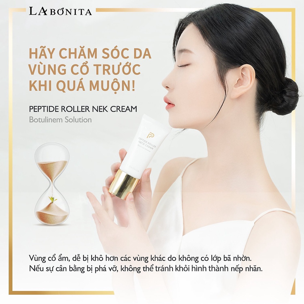 Kem dưỡng da giảm nếp nhăn vùng cổ La Bonita Peptide Roller Neck Cream 50ml