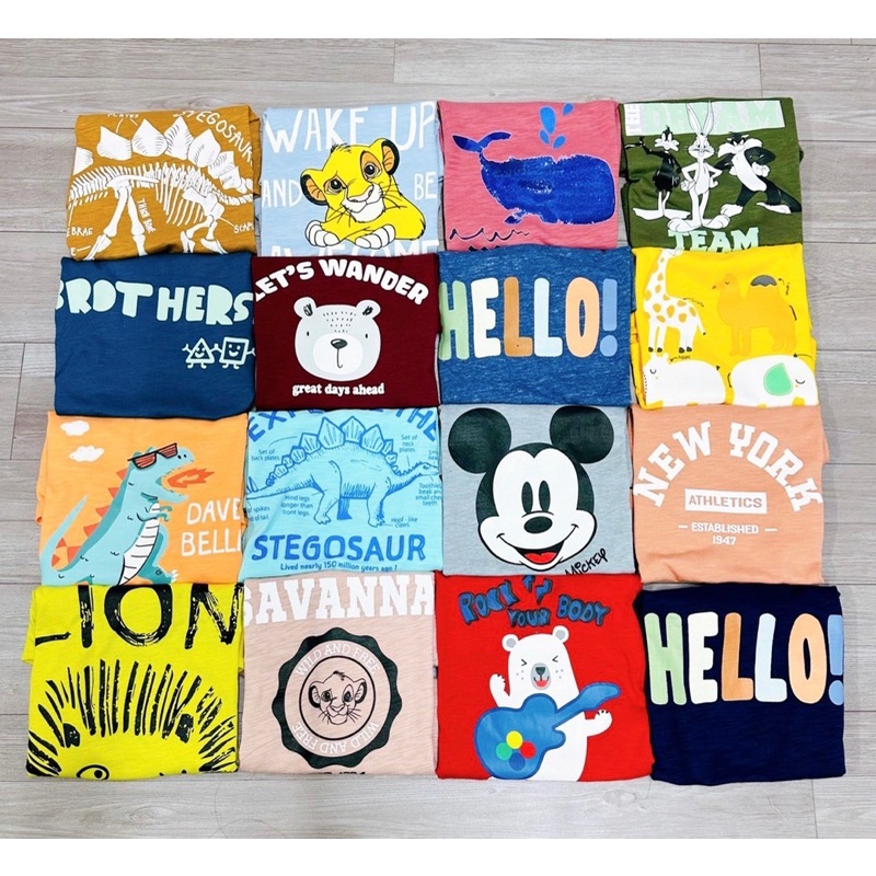 ÁO PHÔNG COTTON XƯỢC 16 MÀU, ÁO CỘC TAY IN HÌNH DỄ THƯƠNG CHO BÉ MẶC MÙA HÈ