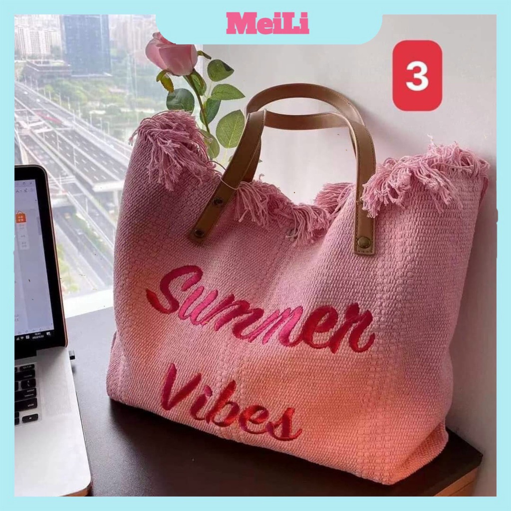 Túi Xách Lớn Gắn Tua Rua ❤️FREESHIP❤️Túi tote vải đeo vai phong cách Hàn Quốc canvas bag giá rẻ đẹp đi học (sỉ hot)