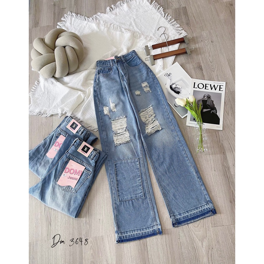 Quần baggy jean rách, mã 3648