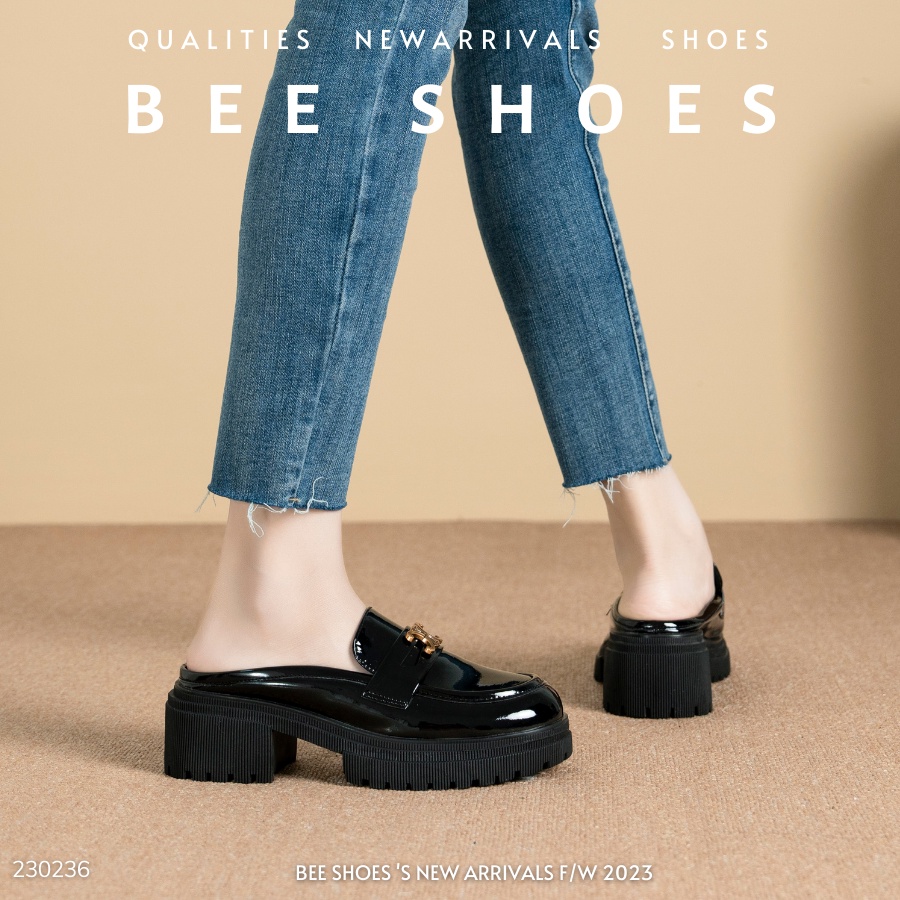 SỤC BEESHOES NỮ MŨI TRÒN - SỤC NỮ ĐẾ CAO 7 PHÂN SẴN MÀU ĐEN 230236