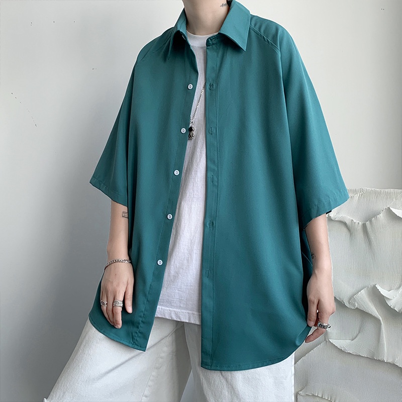 Áo Sơ Mi Tay Ngắn JAMINE HOUSE kiểu Trơn Màu Đẹp Unisex Form Rộng